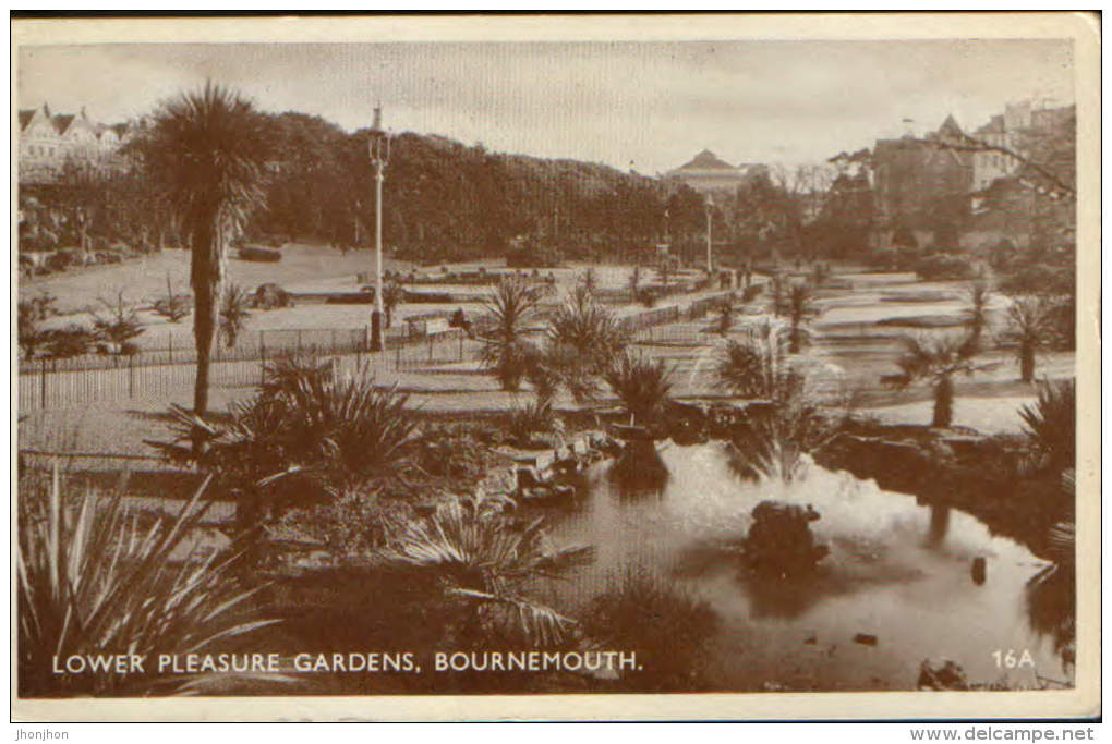 United Kingdom/England- Postcard(photo)  1949 -Hampshire,  Lower Pleasure Gardens,Bournemouth - 2/scans - Bournemouth (until 1972)