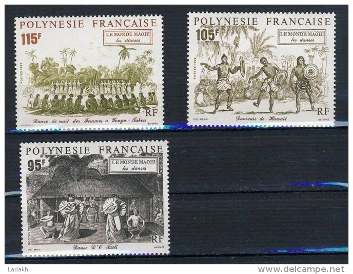 SERIE 3 TIMBRES NEUFS** POLYNESIE 1992 # LE MONDE MAOHI # LES DANSES - Neufs