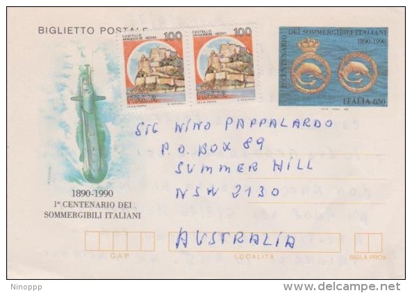 Italy 1990 Submarines Centenary Aerogramme Used - Sous-marins