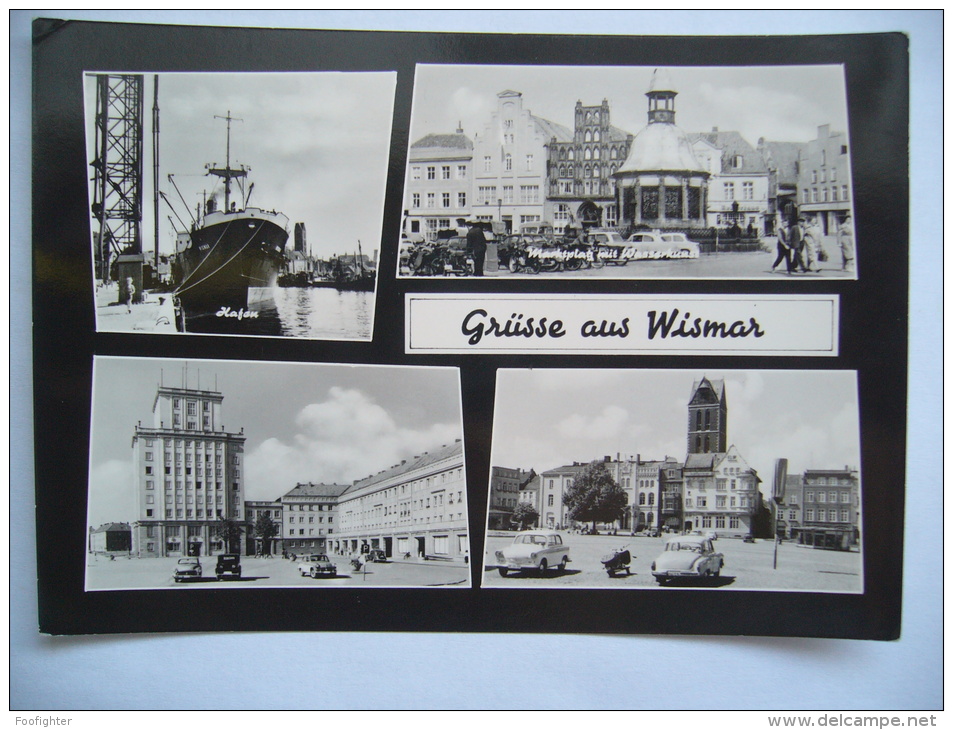 Germany: Wismar - Hafen Marktplatz - Mehrbildkarte - Altes Auto, Old Car - 1960's Unused - Wismar