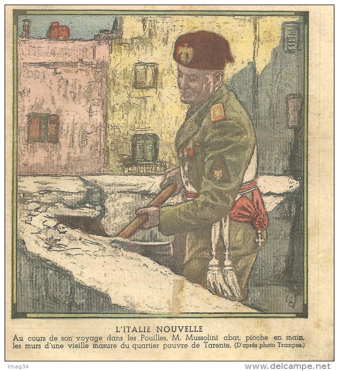 Dessin Duce Mussolini Tarente Pouilles .  Yugoslavia Yougoslavie Costumes Serbe Belgrade - Altri & Non Classificati