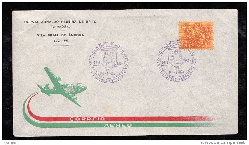 Portugal 1954 Cover Special Postmark TORRES VEDRAS - Cartas & Documentos