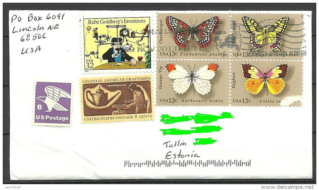 USA Cover With Several Stamps Butterfly Schmetterlinge Etc  To ESTONIA Estland Estonie 2013 - 2011-...