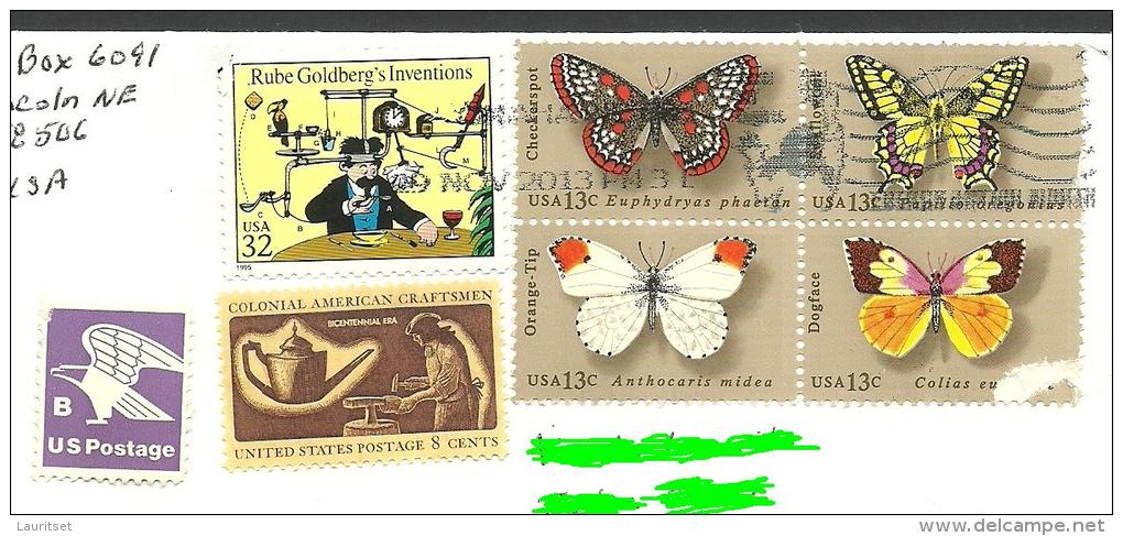 USA Cover With Several Stamps Butterfly Schmetterlinge Etc  To ESTONIA Estland Estonie 2013 - 2011-...