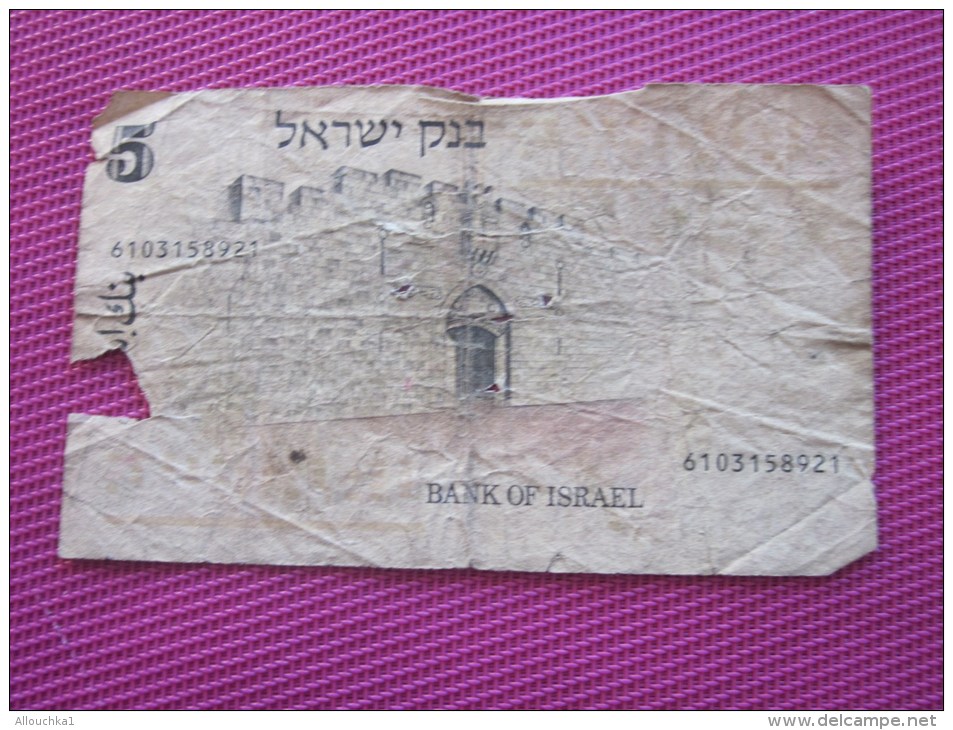 Note Bank  Banca Billet De Banque Bank Of Israël 5 Lire 1973 - Israel