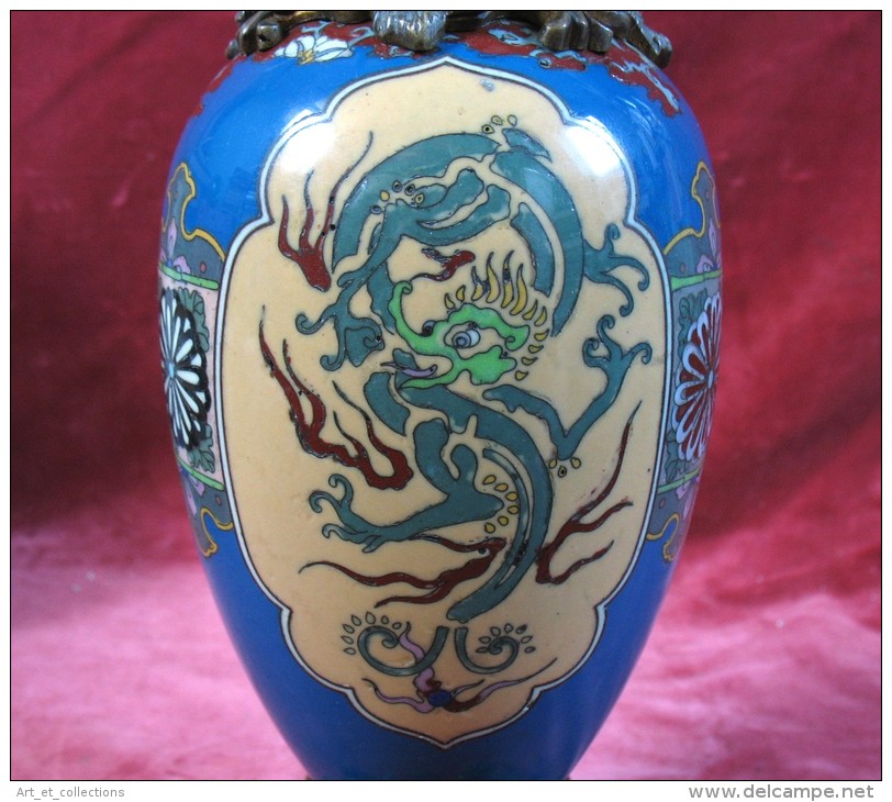 Pied de Lampe en Émaux Cloisonnés du japon – Monture Bronze / Époque Napoléon III