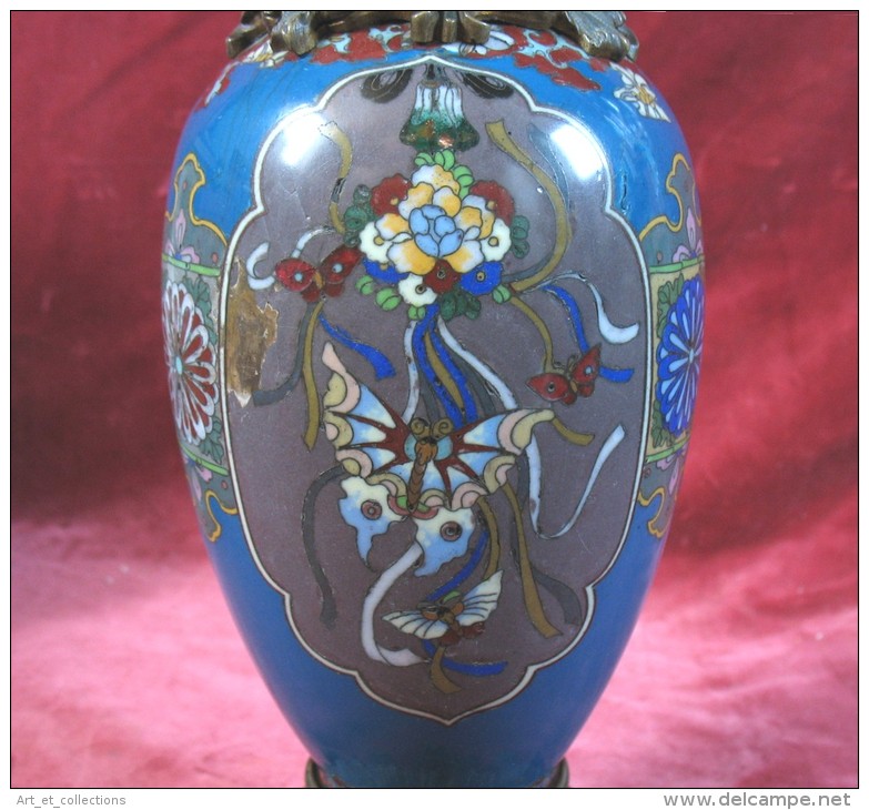 Pied de Lampe en Émaux Cloisonnés du japon – Monture Bronze / Époque Napoléon III