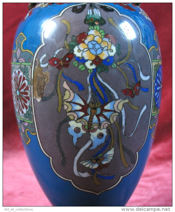 Pied de Lampe en Émaux Cloisonnés du japon – Monture Bronze / Époque Napoléon III