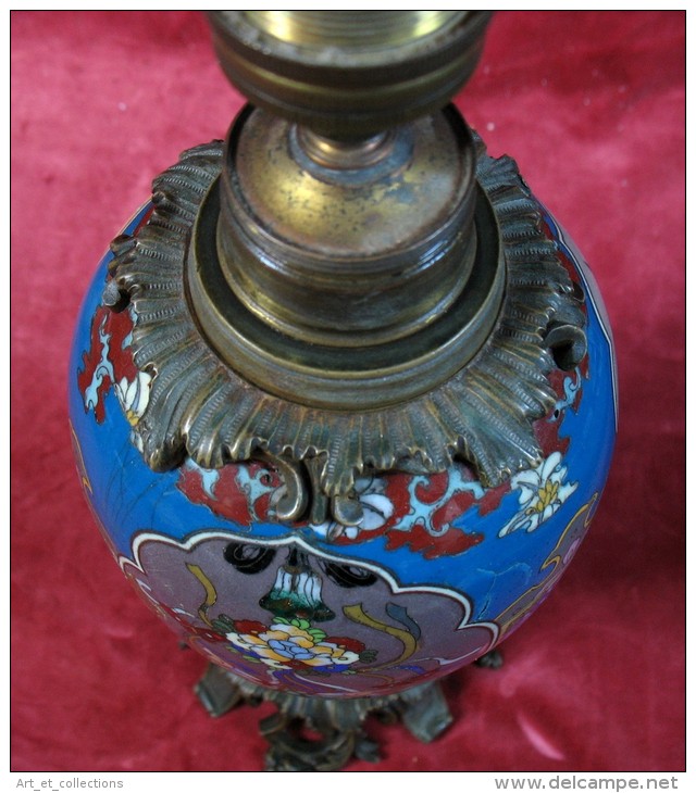 Pied de Lampe en Émaux Cloisonnés du japon – Monture Bronze / Époque Napoléon III