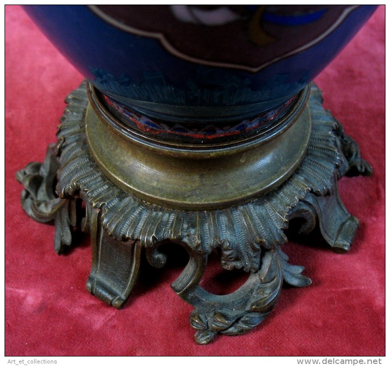 Pied de Lampe en Émaux Cloisonnés du japon – Monture Bronze / Époque Napoléon III