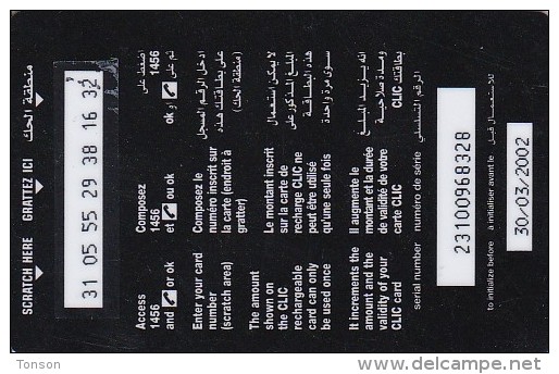 Lebanon, 34$, Clic Recharge Card, 2 Scans.   Expiry : 30/03/2002 - Libanon