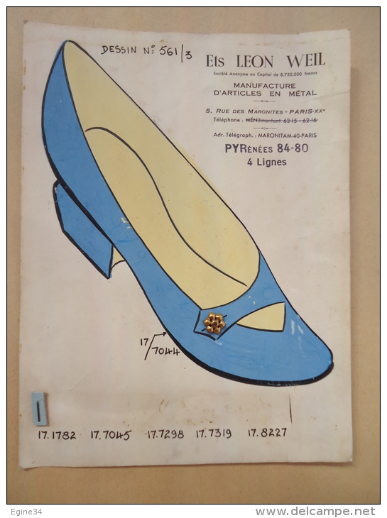 Modele De Boucle Chaussure - Ets Léon Weil Paris - Manufacture D'Articles En Métal - Dessin 561/3 - Mode