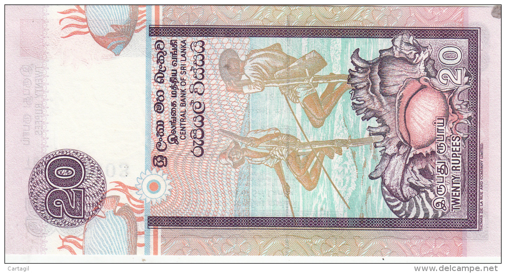 Billet  - B1015 -  Sri Lanka - 20 Twenty Rupees ( 2 Scans) - Sri Lanka