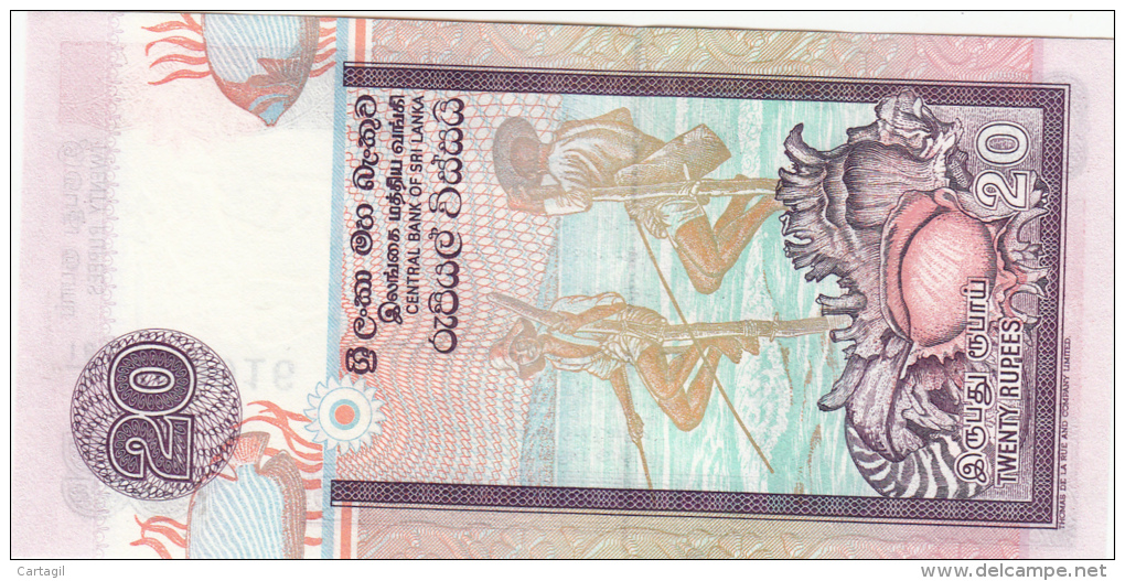 Billet  - B1015 -  Sri Lanka - 20 Twenty Rupees ( 2 Scans) - Sri Lanka