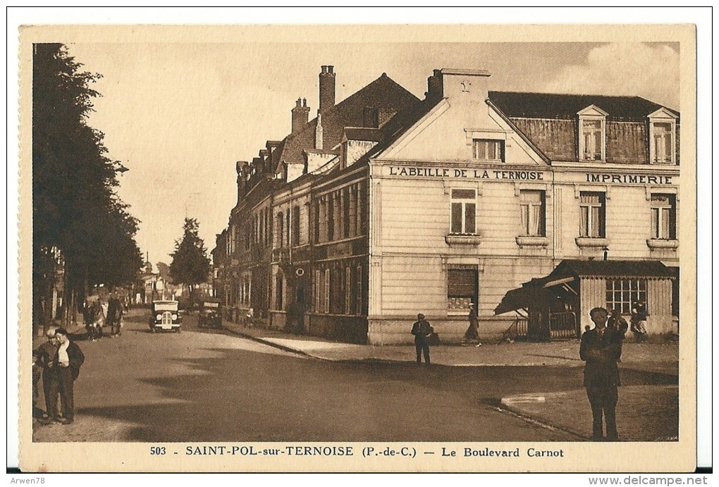 Saint Pol Sur Ternoise  Le Boulevard Carnot Imprimerie Recto Verso - Saint Pol Sur Ternoise