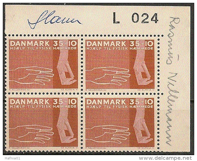 Czeslaw Slania. Denmark 1963.  Plate-block. Michel 416y MNH. Signed. - Unused Stamps