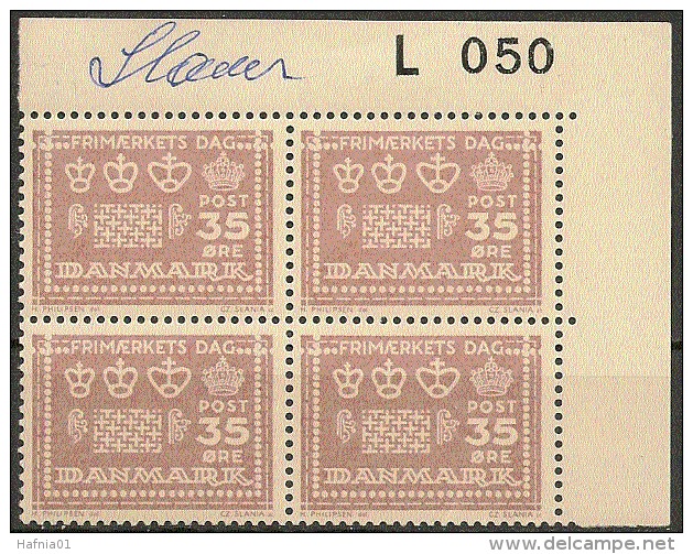 Czeslaw Slania. Denmark 1964.  Stamp Day. Plate-block. Michel 424y MNH. Signed. - Nuevos