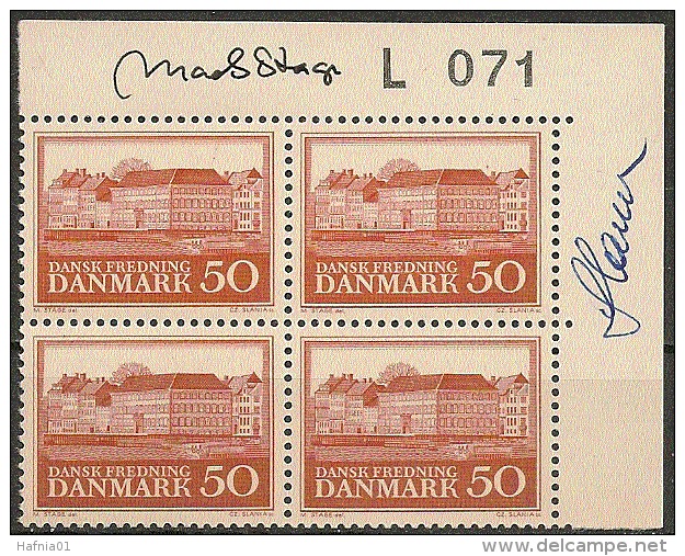 Czeslaw Slania. Denmark 1966. Almshouses In Copenhagen. Plate-block. Michel 442y MNH. Signed. - Ongebruikt