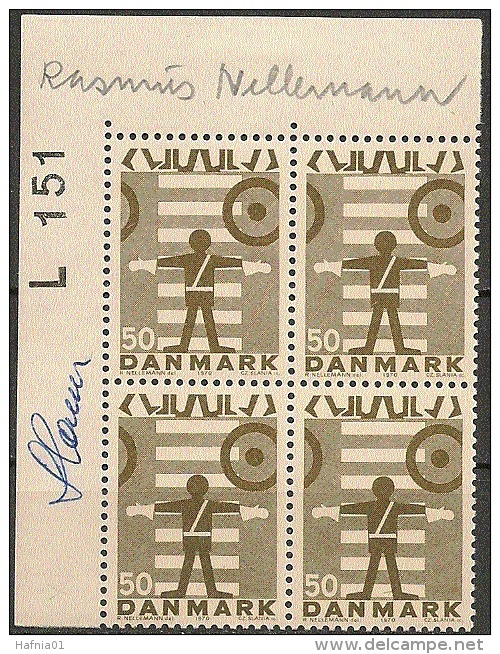 Czeslaw Slania. Denmark 1970. Traffic.  Plate-block. Michel 492 MNH.  Signed.. - Unused Stamps