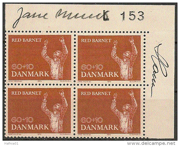 Czeslaw Slania. Denmark 1970. Save The Children Foundation.  Plate-block. Michel 493 MNH.  Signed.. - Ongebruikt