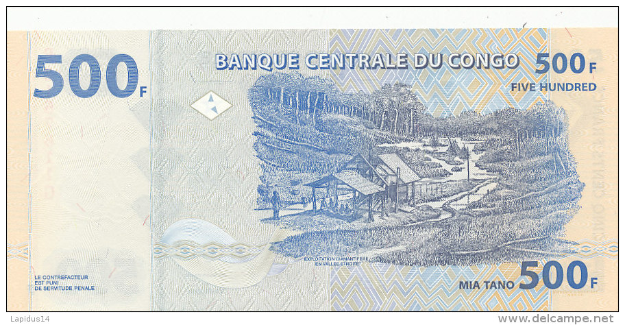 BILLETS  -BANQUE CENTRALE DU CONGO   - 500 FRANCS  4-1-2002 - Republiek Congo (Congo-Brazzaville)