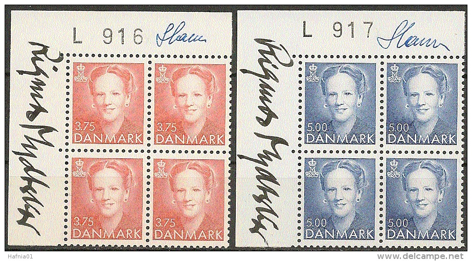 Czeslaw Slania. Denmark 1994. Queen Margrethe II. Plate-block. Michel 1028, 1030 MNH.  Signed. - Ongebruikt