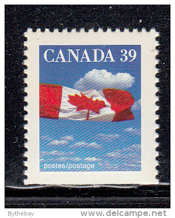 Canada MNH Scott #1166asi 39c Canadian Flag Over Clouds, Perf 3 Sides, Straight Edge At Bottom  Ex BK112 - Timbres Seuls