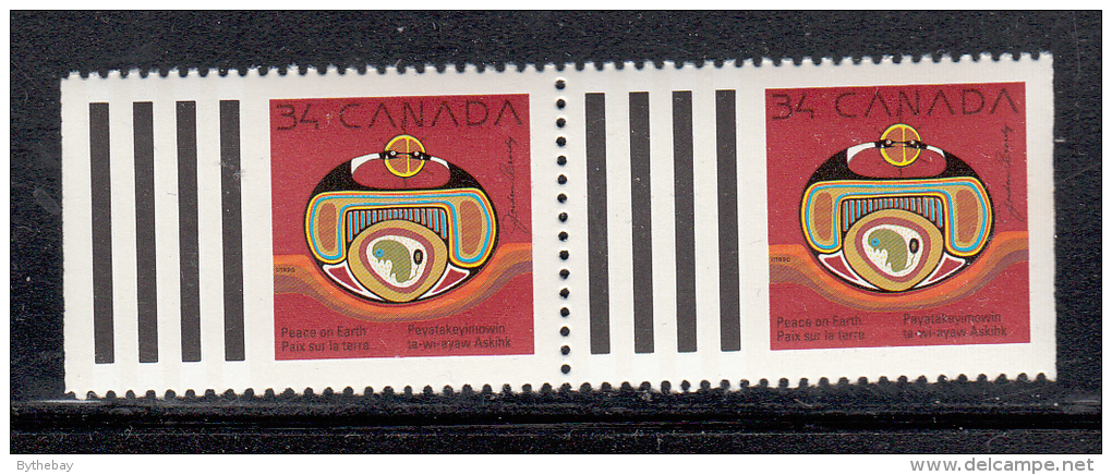 Canada MNH Scott #1297 Horizontal Pair 34c Rebirth - Christmas  Ex BK119 - Einzelmarken