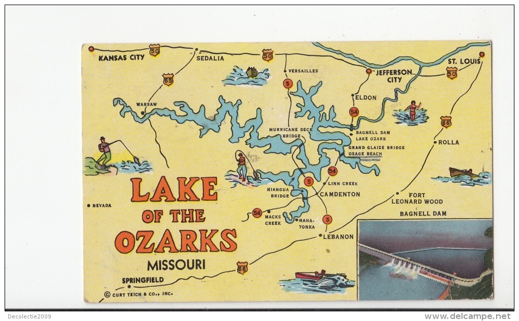 BT19426 Lake Of The Ozarks Map Cartes Geographiques     2 Scans - Autres & Non Classés