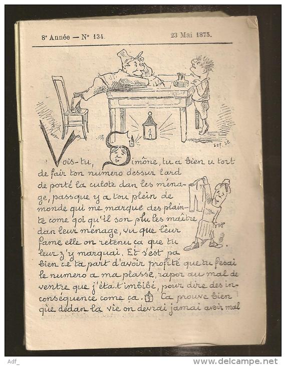 @N°2 LA LANTERNE  DE BOQUILLON PAR A. HUMBERT N°134  23 Mai 1875 HUMOUR CARICATURES PATOIS - Autres & Non Classés