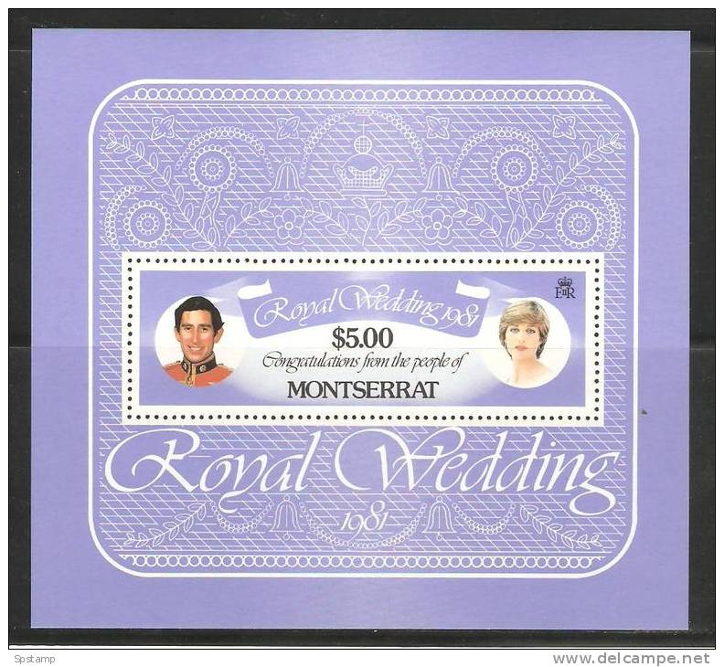 Montserrat 1981 Prince Charles Royal Wedding $ 5 Miniature Sheet MNH - Montserrat