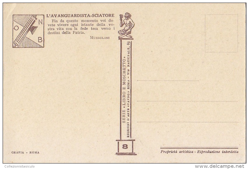 C-1120- Fascismo ONB Illustratore Vittorio Pisani - L´avanguardista Sciatore - F,p, Non Vg. - Altri & Non Classificati