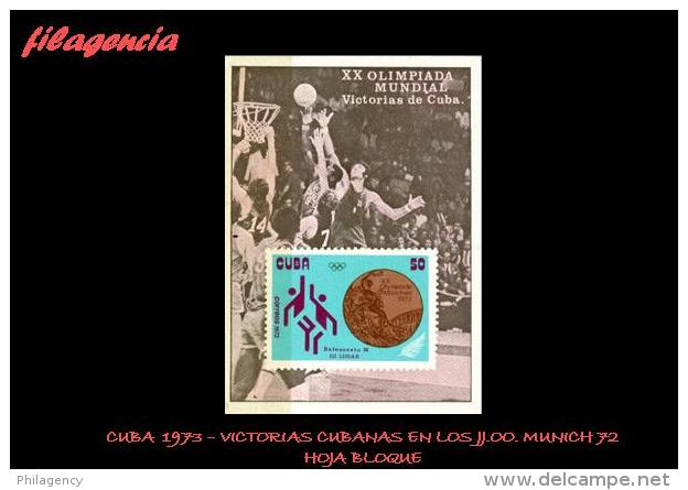 CUBA MINT. 1973-01 VICTORIAS OLÍMPICAS CUBANAS EN MUNICH 72. HOJA BLOQUE - Nuevos