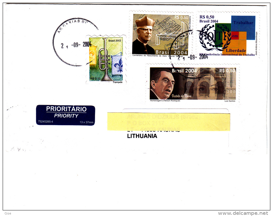 BRASILE  2004 - Yvert 2870-2864-2891 Su Lettera Per La Lituania - OIT - Storia Postale