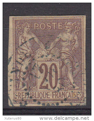 #53# COLONIES GENERALES N° 34 Oblitéré En Bleu Pondichéry (Inde) - Sage