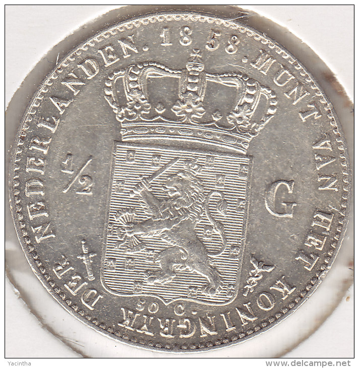 @Y@  NEDERLAND  Halve Gulden  1858  Prachtige Munt   (2534) - 1849-1890 : Willem III