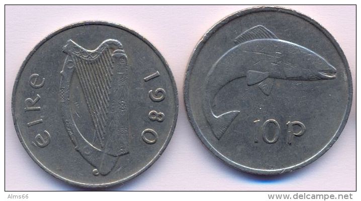 Ireland 10 Pence 1980 VF - Irlande