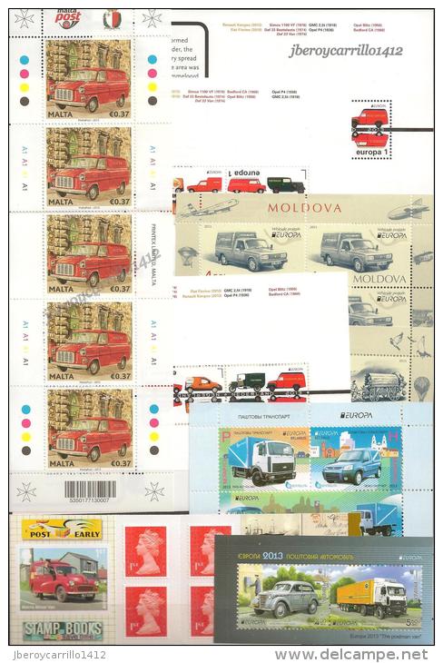 EUROPA 2013-“LOS VEHICULOS POSTALES"- COLECCIÓN  COMPLETÍSIMA: SELLOS+HOJITAS Y HOJAS BLOQUE-TEMÁ EMITIDO POR 64 PAISES - Colecciones