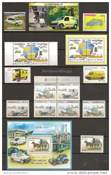 EUROPA 2013-“LOS VEHICULOS POSTALES"- COLECCIÓN  COMPLETÍSIMA: SELLOS+HOJITAS Y HOJAS BLOQUE-TEMÁ EMITIDO POR 64 PAISES - Colecciones