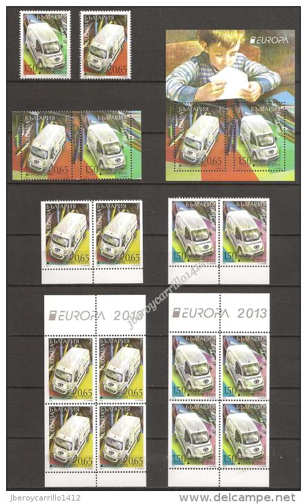 EUROPA 2013-“LOS VEHICULOS POSTALES"- COLECCIÓN  COMPLETÍSIMA: SELLOS+HOJITAS y HOJAS BLOQUE-TEMÁ EMITIDO POR 64 PAISES