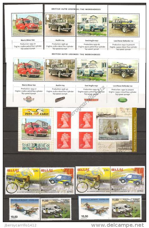 EUROPA 2013-“LOS VEHICULOS POSTALES"- COLECCIÓN  COMPLETÍSIMA: SELLOS+HOJITAS y HOJAS BLOQUE-TEMÁ EMITIDO POR 64 PAISES