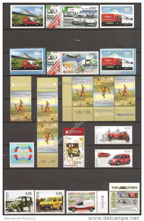 EUROPA 2013-“LOS VEHICULOS POSTALES"- COLECCIÓN  COMPLETÍSIMA: SELLOS+HOJITAS y HOJAS BLOQUE-TEMÁ EMITIDO POR 64 PAISES