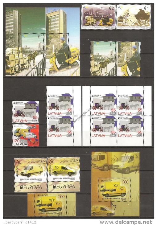 EUROPA 2013-“LOS VEHICULOS POSTALES"- COLECCIÓN  COMPLETÍSIMA: SELLOS+HOJITAS y HOJAS BLOQUE-TEMÁ EMITIDO POR 64 PAISES