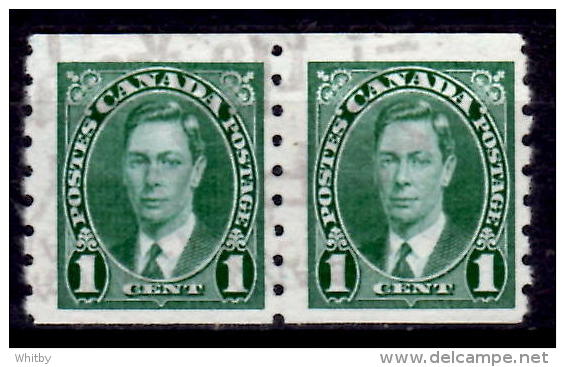 Canada 1937 1 Cent King George VI Mufti Issue #238 Coil Pair - Other & Unclassified