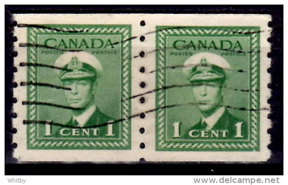 Canada 1942 1 Cent King George VI War Issue #263 Coil Pair - Otros & Sin Clasificación