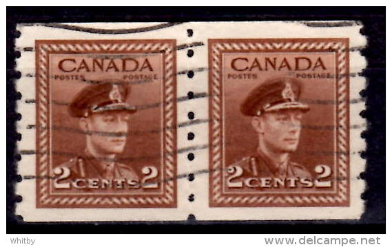 Canada 1942 2 Cent King George VI War Issue #264 Coil Pair - Other & Unclassified