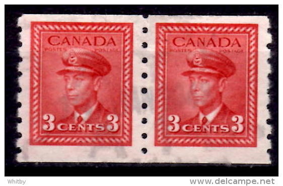 Canada 1942 3 Cent King George VI War Issue #265 Coil Pair - Otros & Sin Clasificación