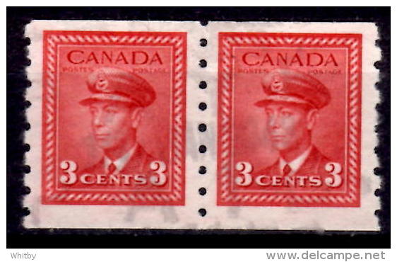 Canada 1942 3 Cent King George VI War Issue #265 Coil Pair - Autres & Non Classés
