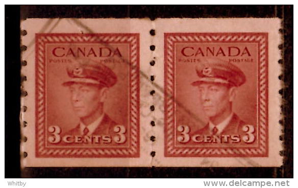 Canada 1943 3 Cent King George VI War Issue #265 Coil Pair - Other & Unclassified