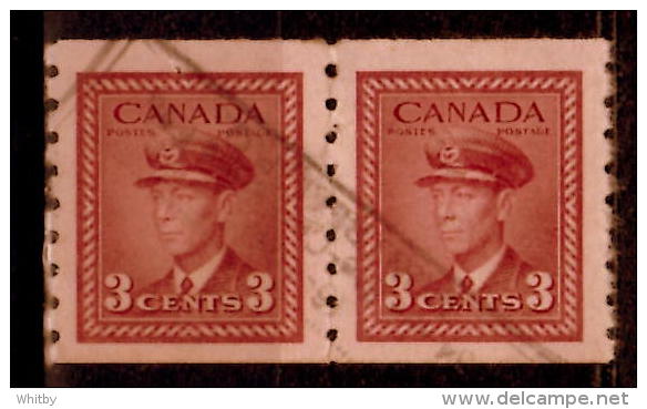 Canada 1943 3 Cent King George VI War Issue #265 Coil Pair - Sonstige & Ohne Zuordnung